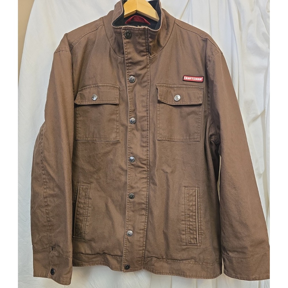Craftsman Men's Canvas Chore Coat Fleece Lined Brown Winter Coat Jacket XXL - Picture 2 of 9